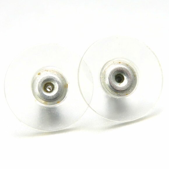 CHANEL Authentic White Logo Earrings